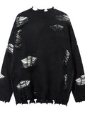 Men's Distressed Chain Detail Oversized Sweater - Velora Luxury Fashion