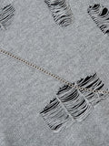Men's Distressed Chain Detail Oversized Sweater - Velora Luxury Fashion