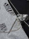 Men's Distressed Chain Detail Oversized Sweater - Velora Luxury Fashion