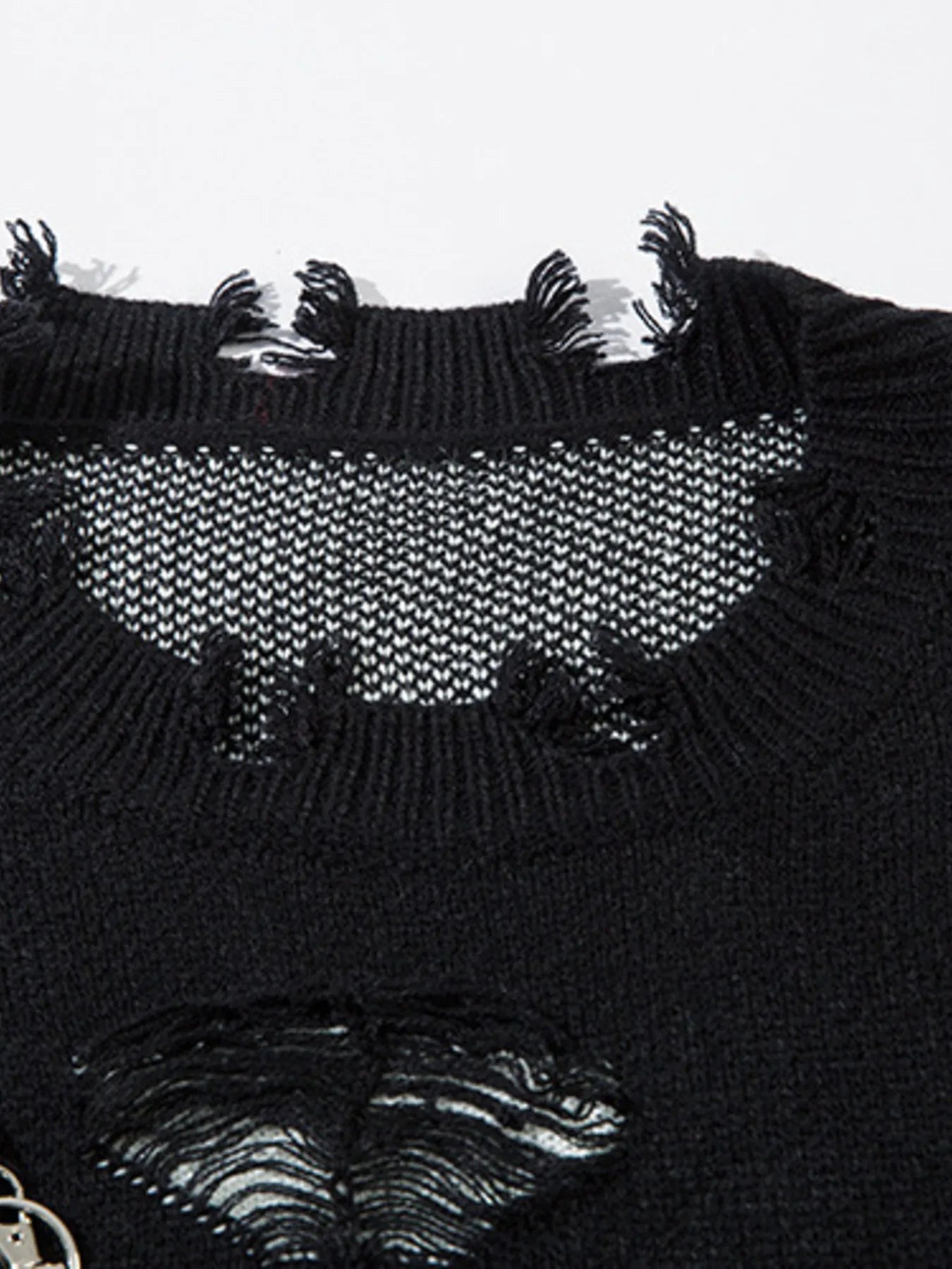 Men's Distressed Chain Detail Oversized Sweater - Velora Luxury Fashion