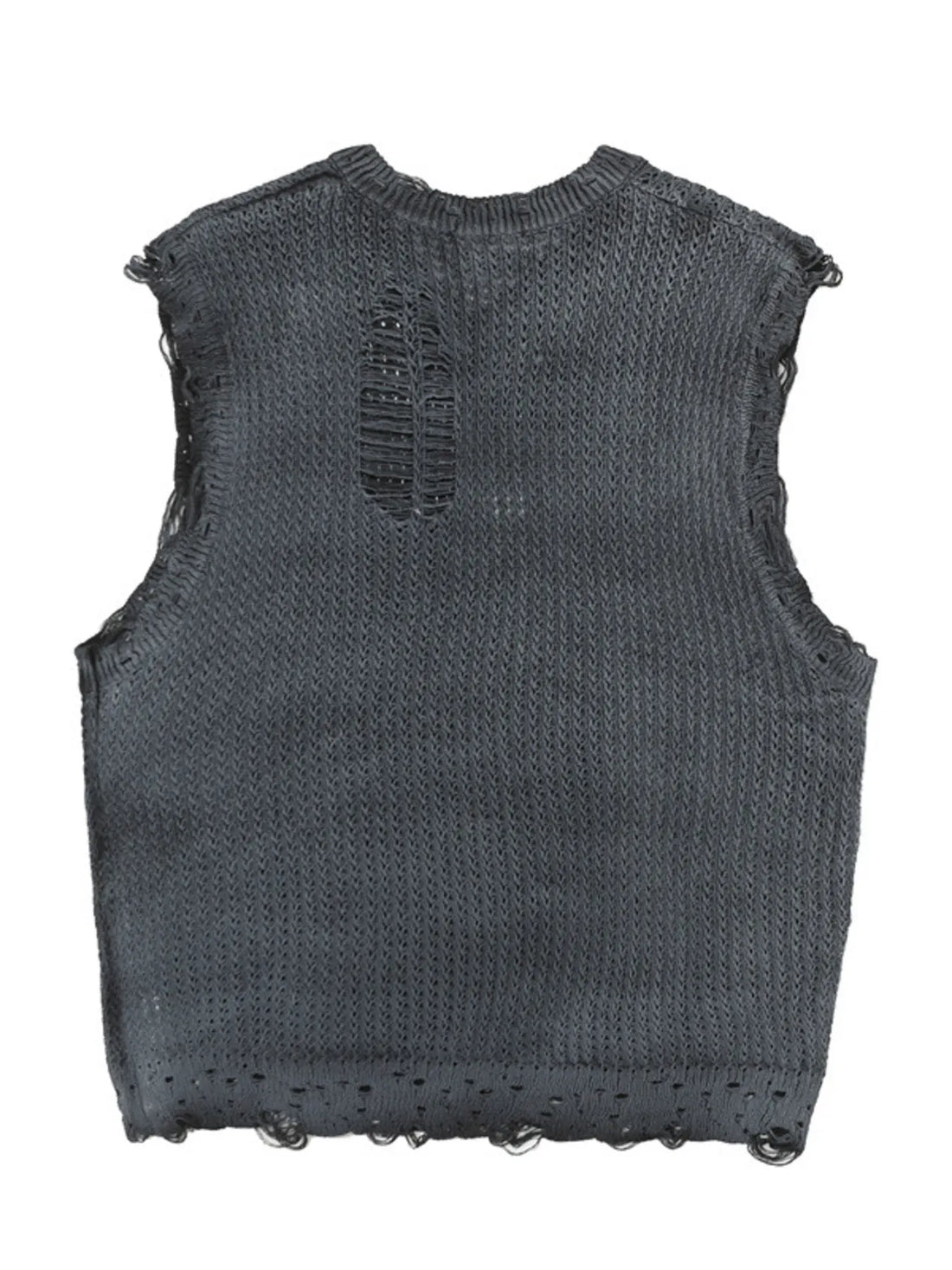 Men's Distressed Knit Vest with Frayed Edges - Velora Luxury Fashion
