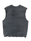 Men's Distressed Knit Vest with Frayed Edges - Velora Luxury Fashion