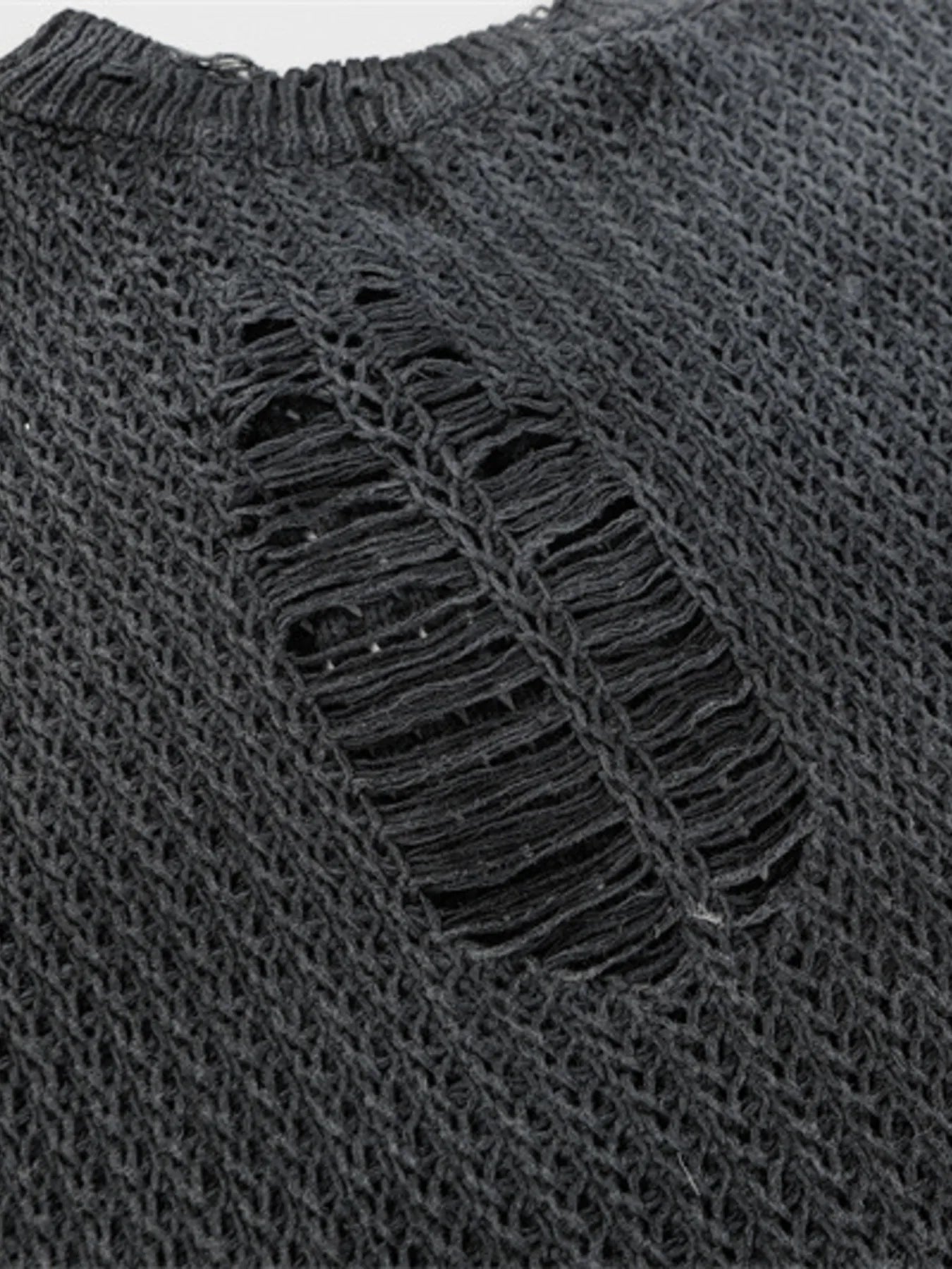 Men's Distressed Knit Vest with Frayed Edges - Velora Luxury Fashion