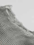 Men's Distressed Knit Vest with Frayed Edges - Velora Luxury Fashion