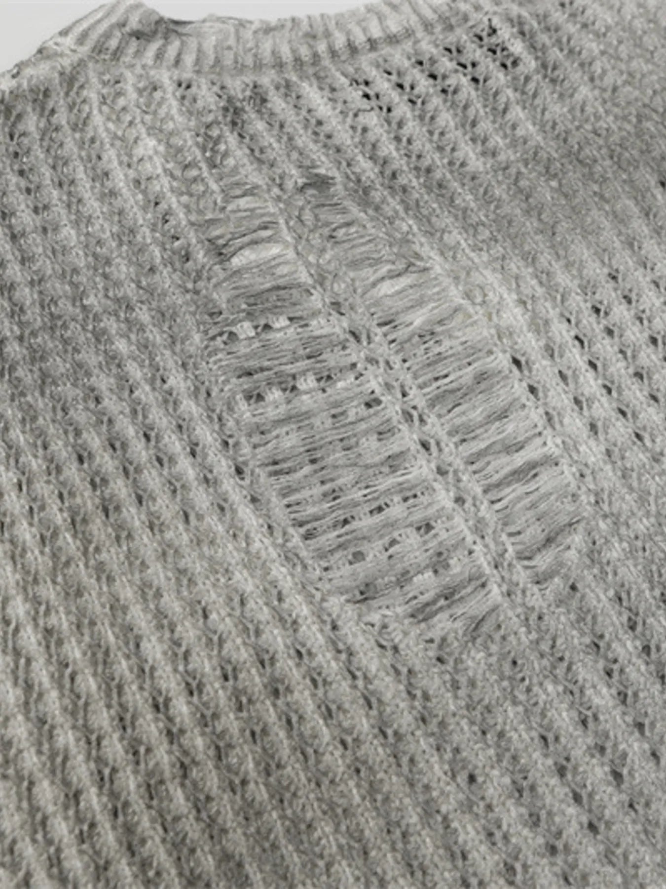 Men's Distressed Knit Vest with Frayed Edges - Velora Luxury Fashion