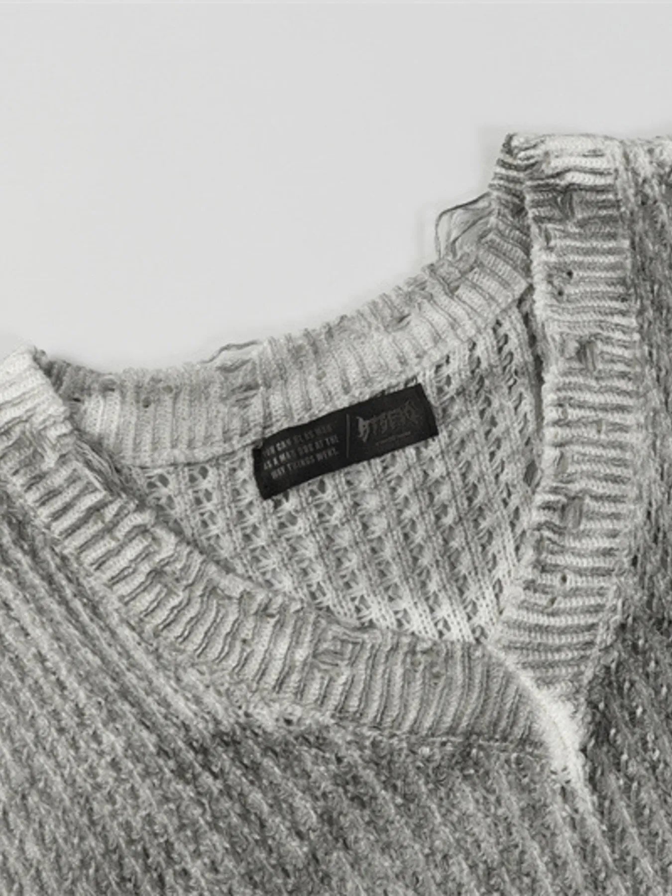 Men's Distressed Knit Vest with Frayed Edges - Velora Luxury Fashion