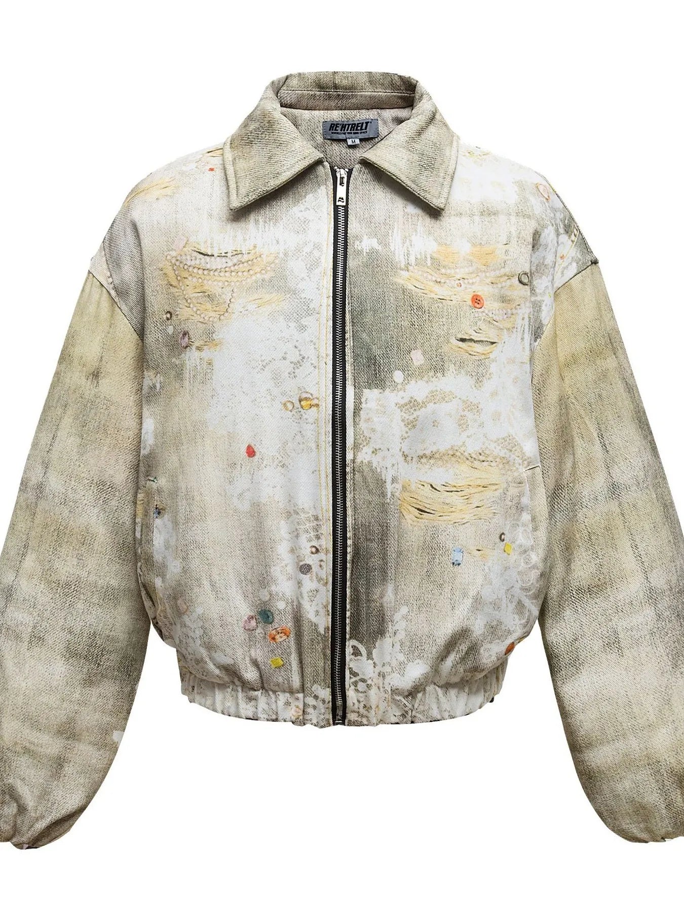 Men's Distressed Paint Splatter Zip Up Jacket - Velora