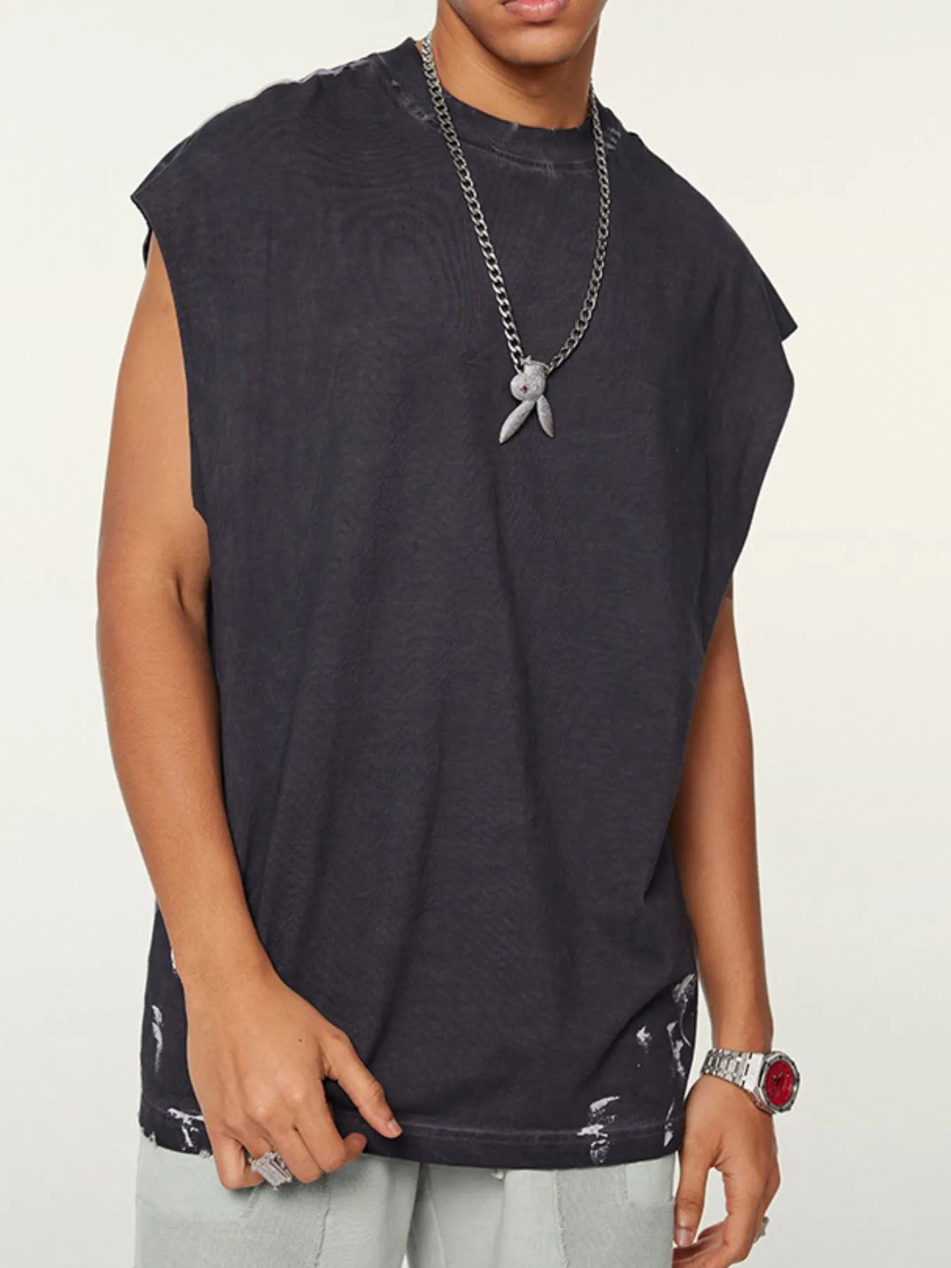 Men's Distressed Round Neck Tank - Velora Luxury Fashion