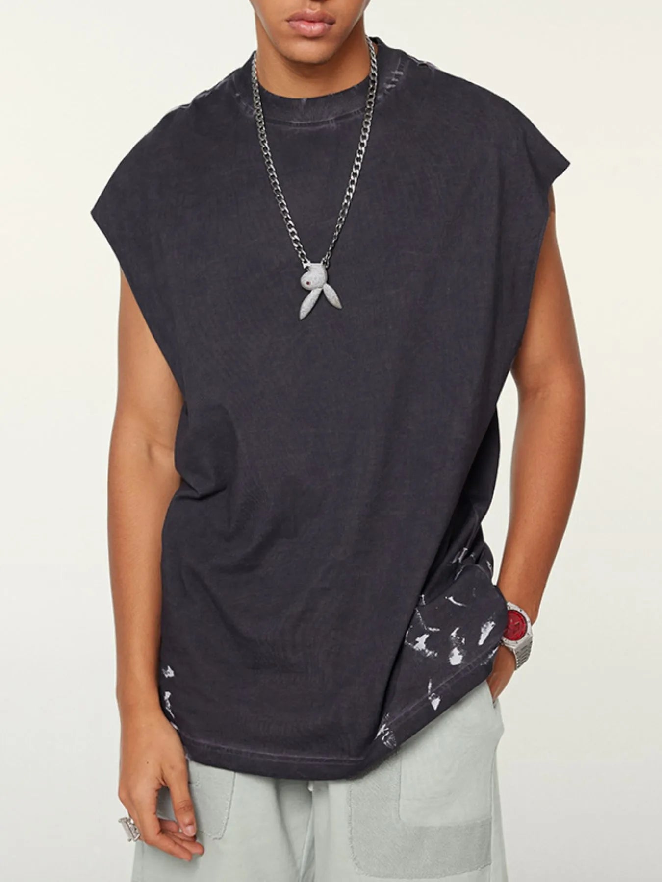Men's Distressed Round Neck Tank - Velora Luxury Fashion