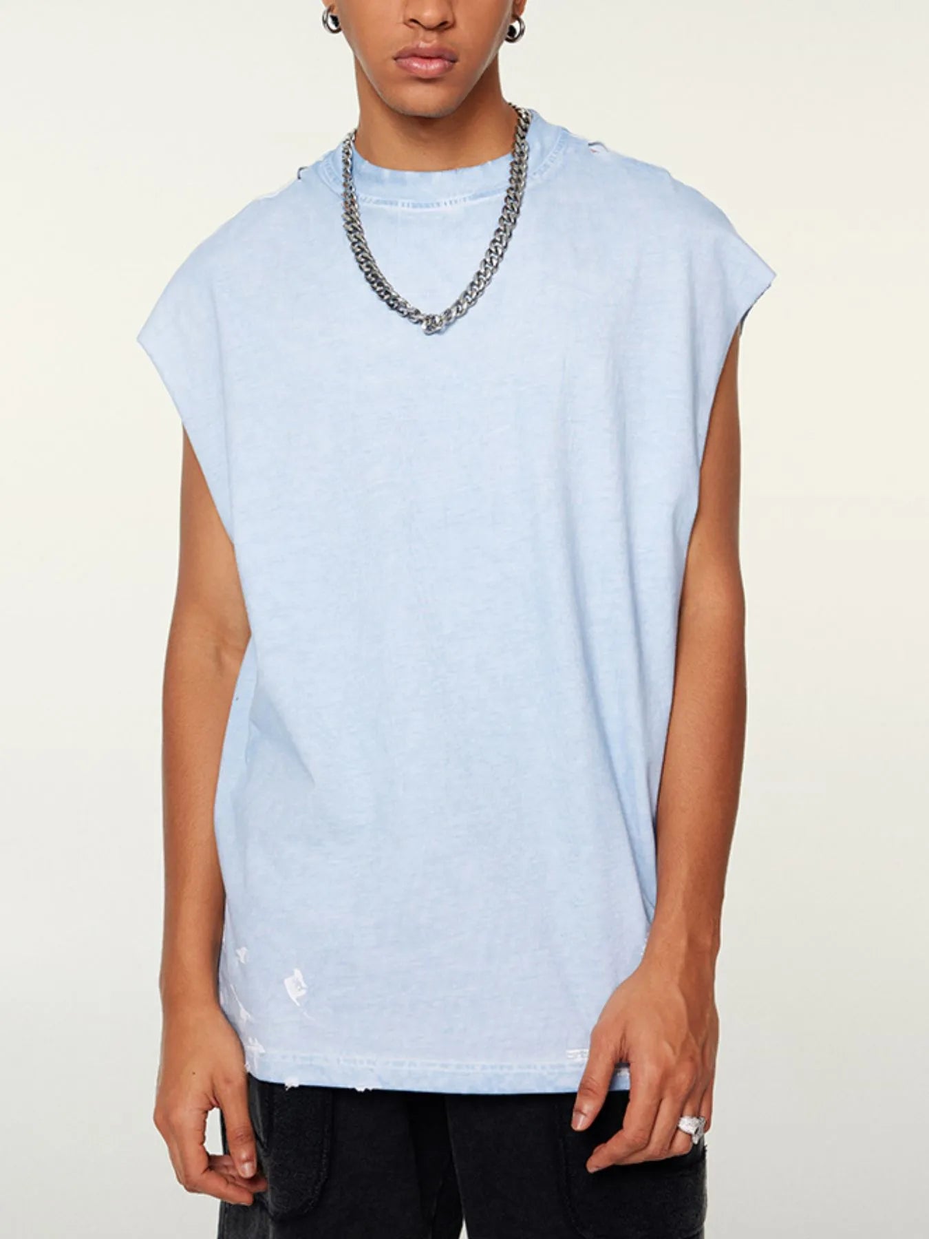 Men's Distressed Round Neck Tank - Velora Luxury Fashion