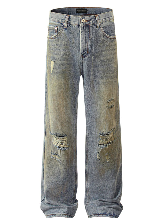 Men's Distressed Wide Leg Jeans - Velora