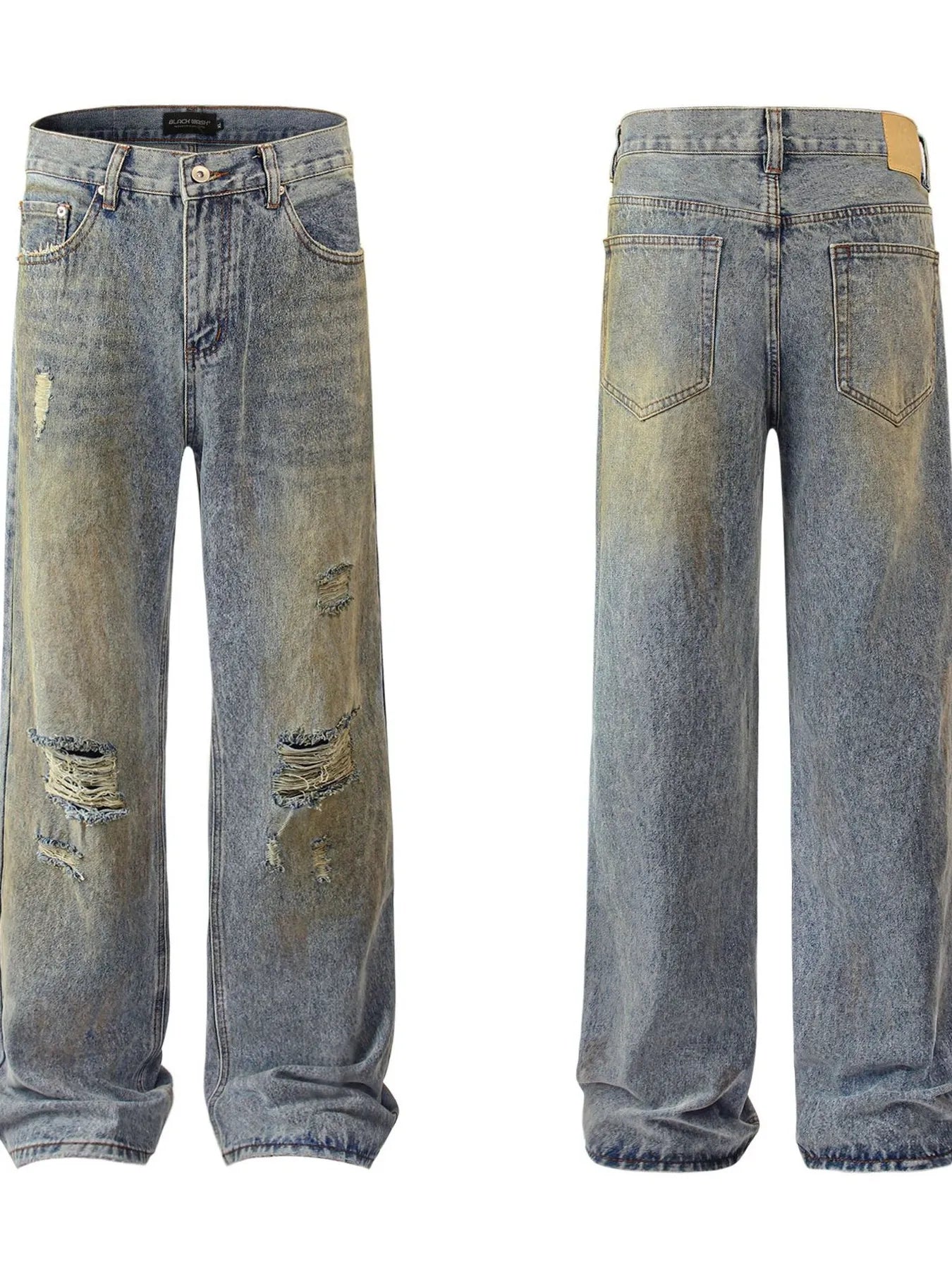 Men's Distressed Wide Leg Jeans - Velora Luxury Fashion