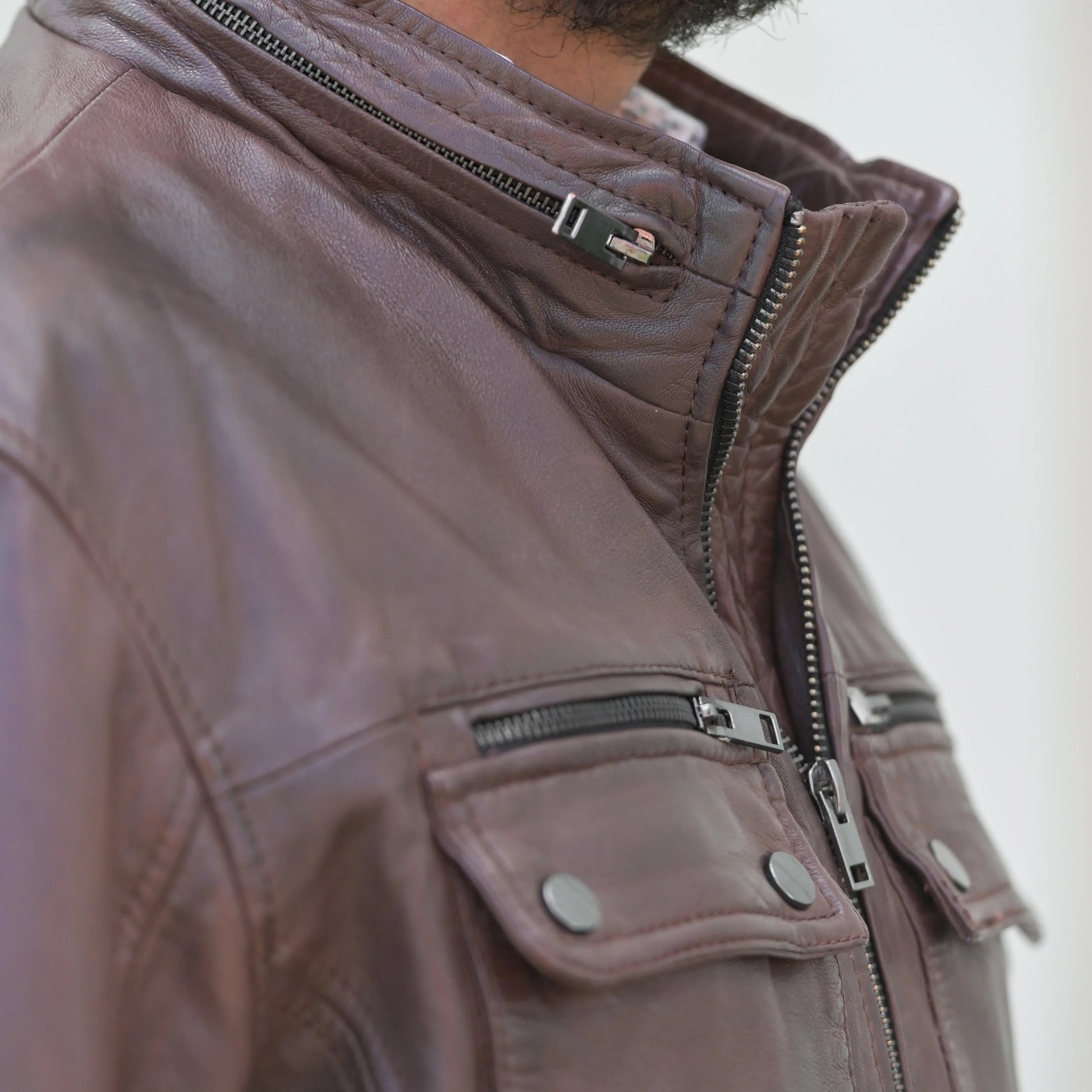 Men's Dual Flap Pockets Leather Jacket - Velora Luxury Fashion