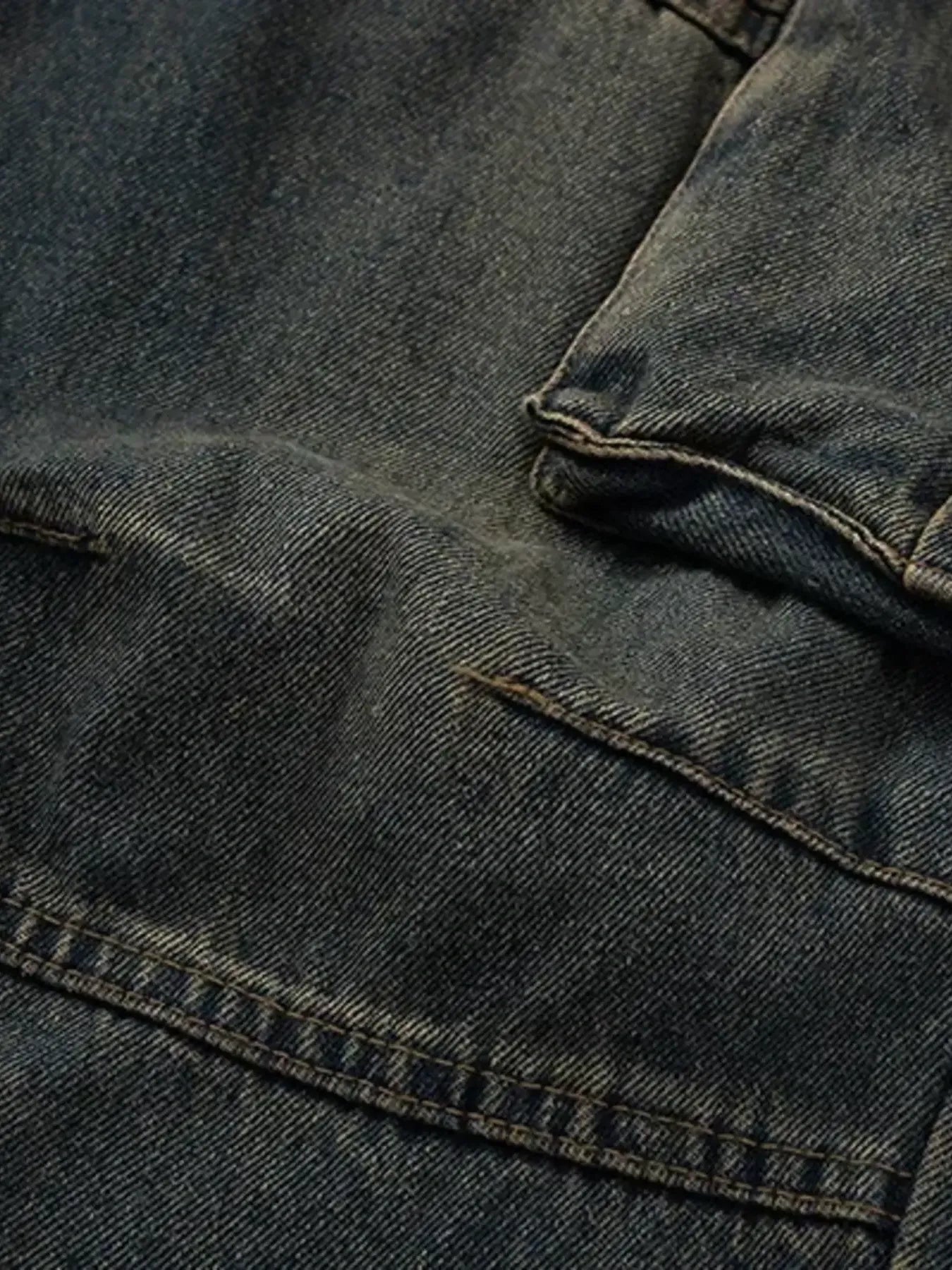 Men's Elastic Waist Washed Cargo Jeans - Velora Luxury Fashion