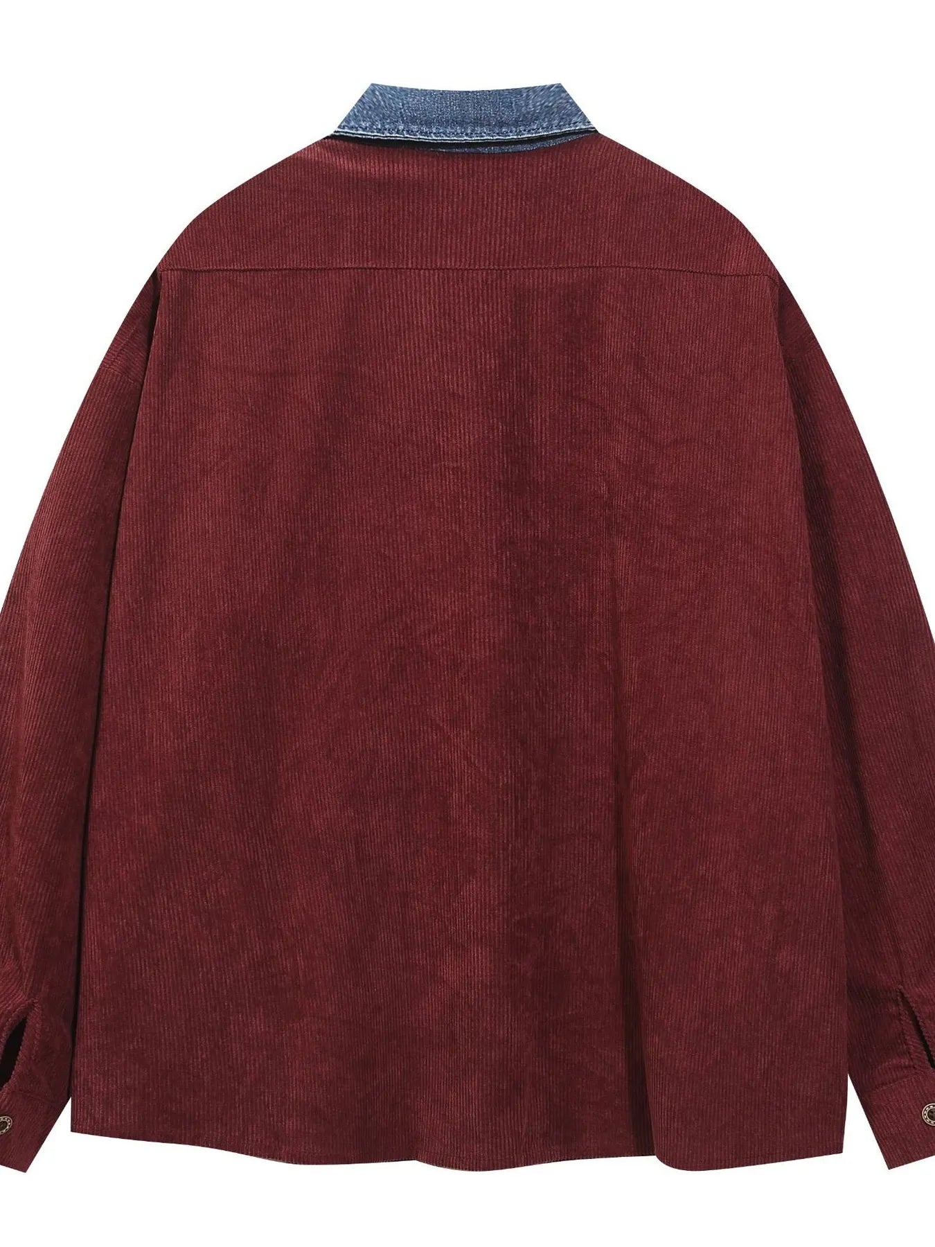 Men's Embroidered Denim Collared Corduroy Long-Sleeved Shirt - Velora Luxury Fashion