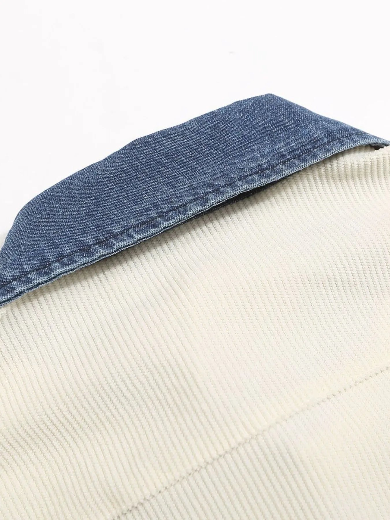 Men's Embroidered Denim Collared Corduroy Long-Sleeved Shirt - Velora Luxury Fashion