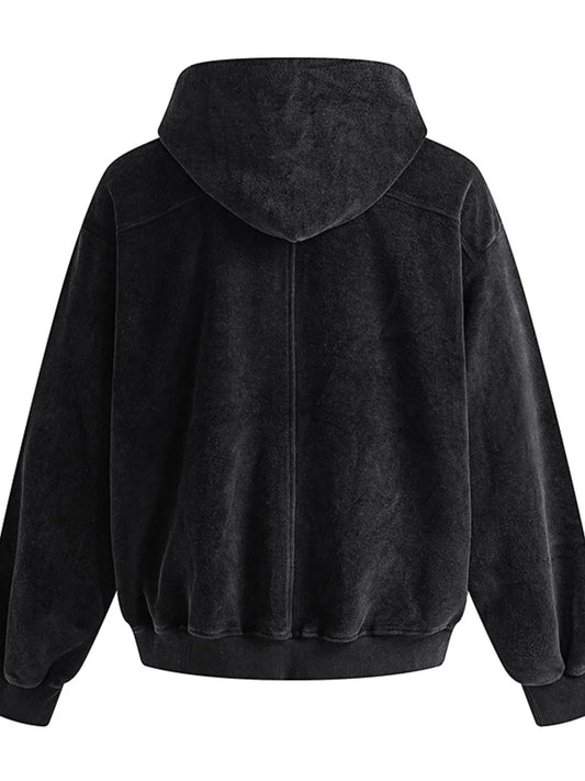 Men's Embroidered Detail Zip Up Hoodie - Velora
