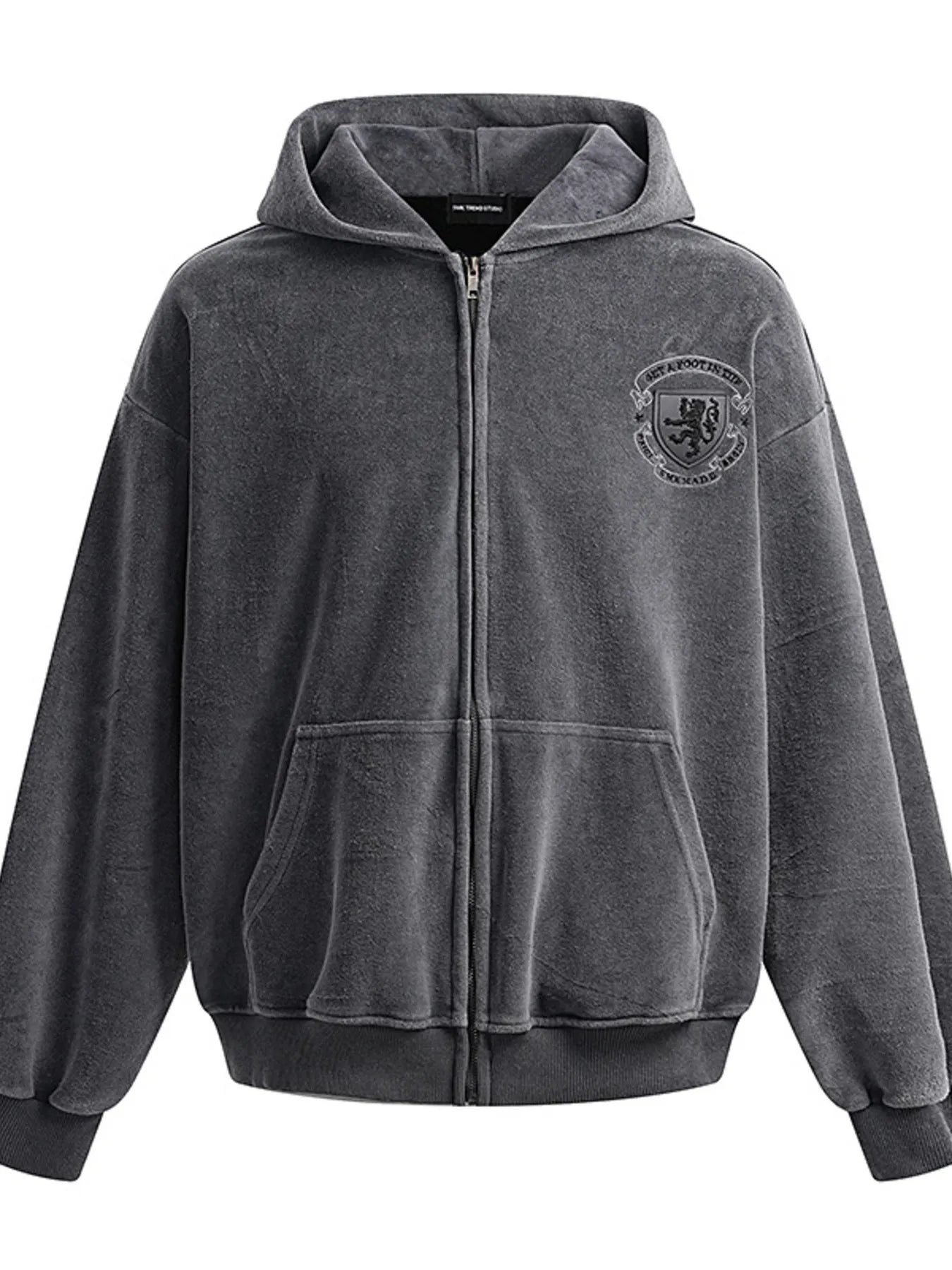 Men's Embroidered Detail Zip Up Hoodie - Velora Luxury Fashion