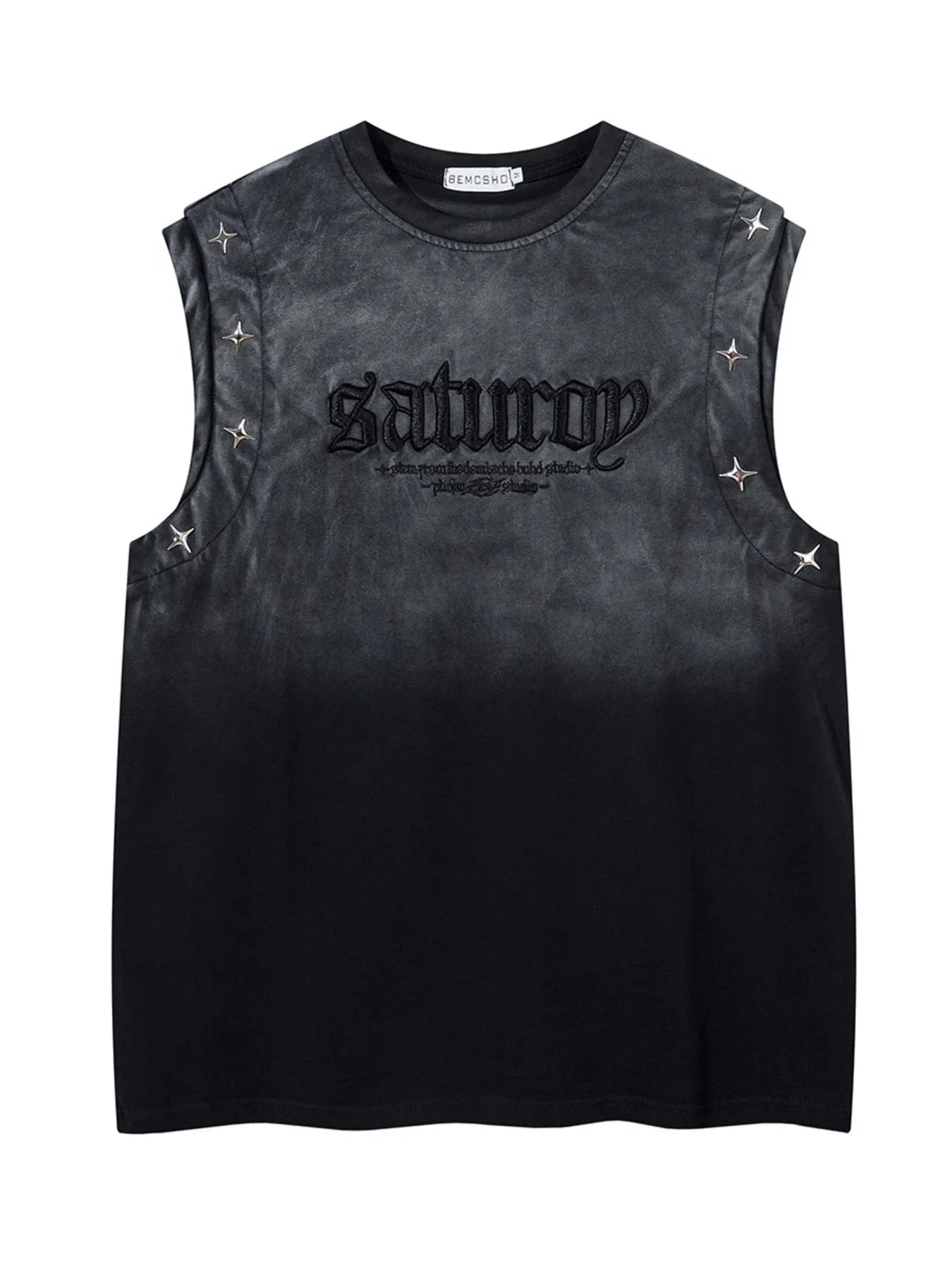 Men's Embroidered Round Neck Tank Top - Velora Luxury Fashion