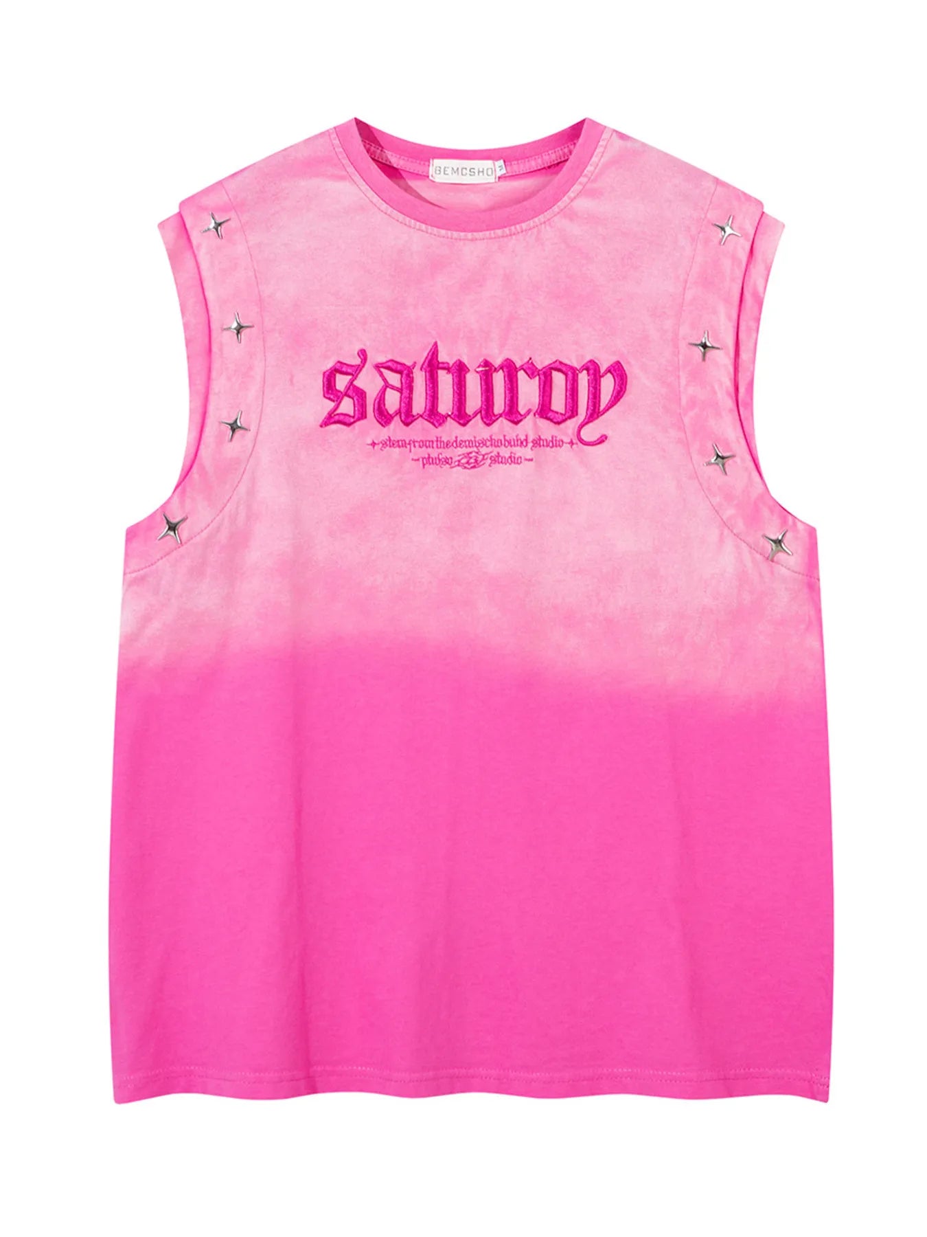 Men's Embroidered Round Neck Tank Top - Velora Luxury Fashion