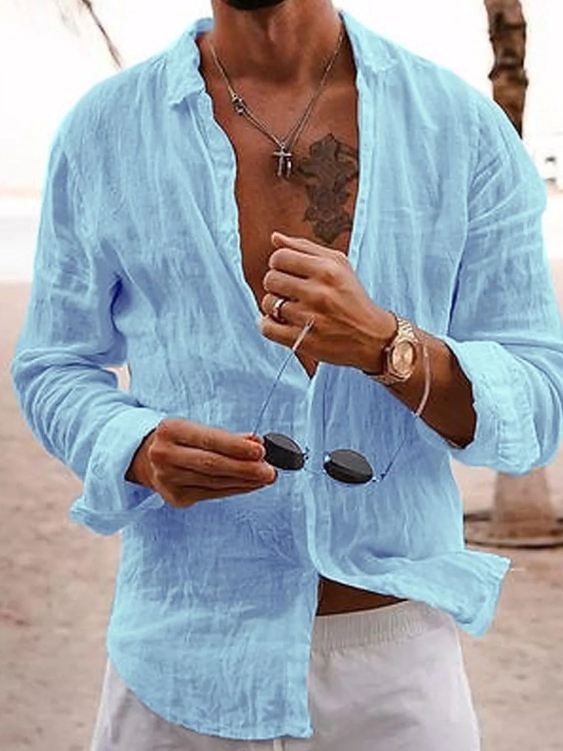 Men's Full Size Button Up Long Sleeve Shirt Plus Size - Velora Luxury Fashion