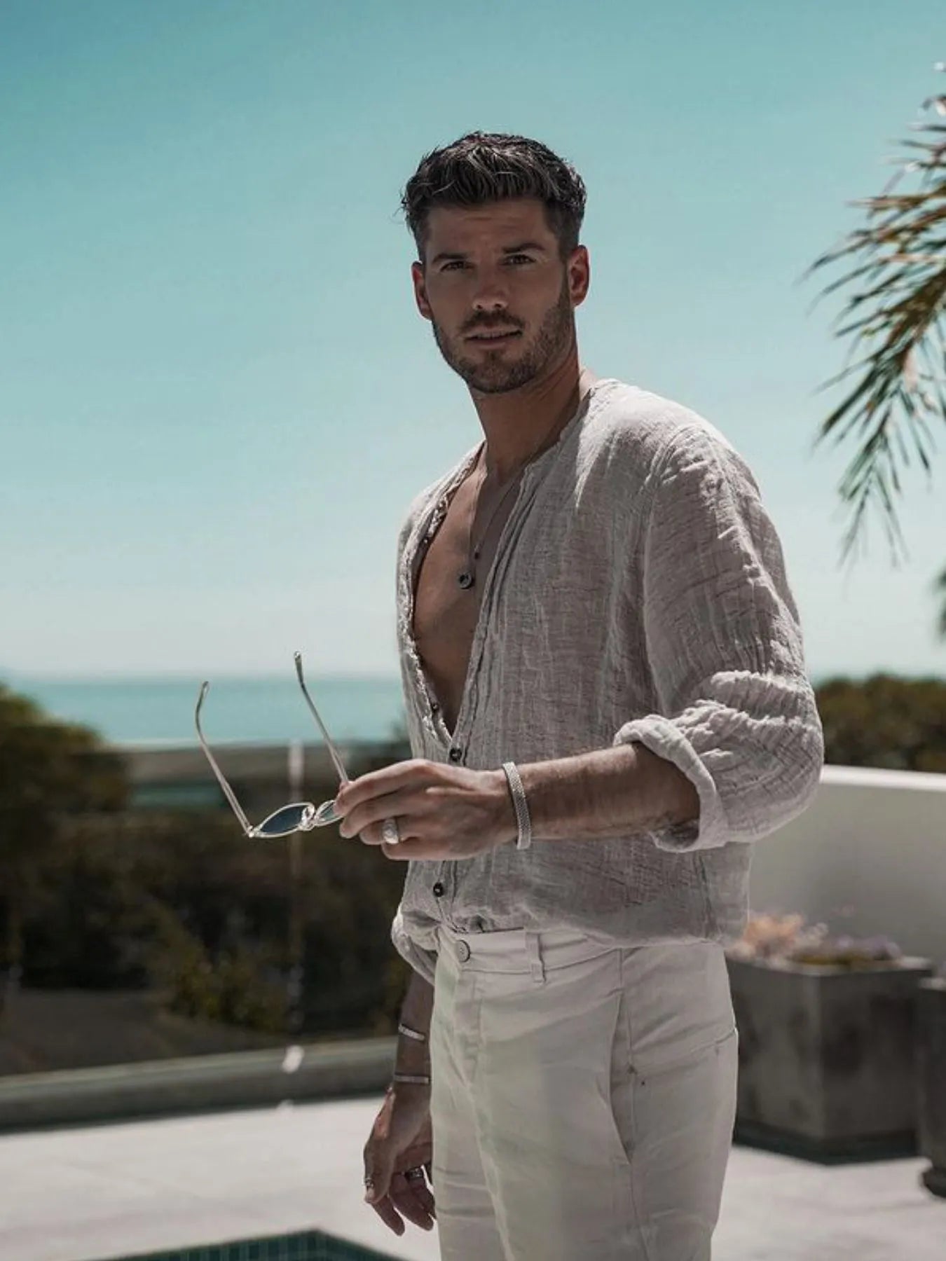 Men's Full Size Casual Linen Button Down Shirt Plus Size - Velora Luxury Fashion