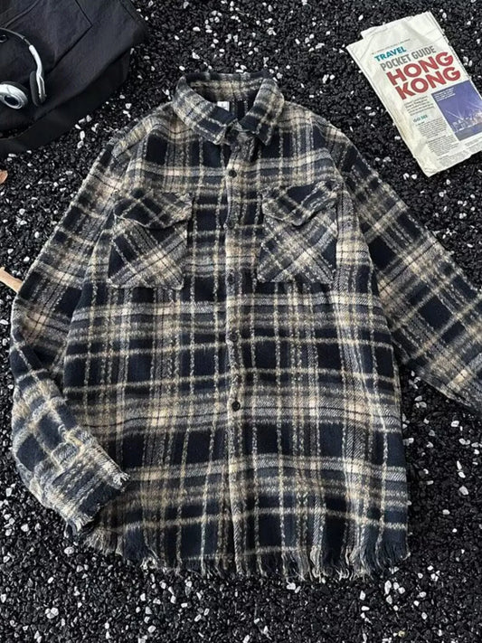 Men's Full Size Classic Plaid Flannel Button-Down Shirt Plus Size - Velora Luxury Fashion