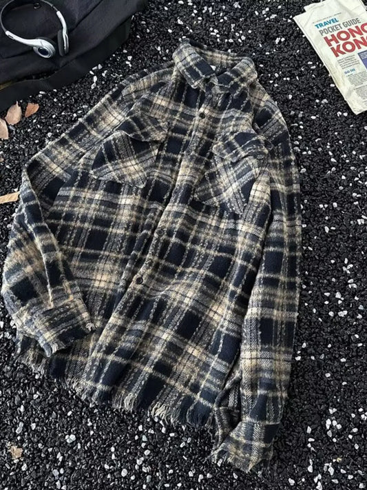 Men's Full Size Classic Plaid Flannel Button-Down Shirt Plus Size - Velora Luxury Fashion