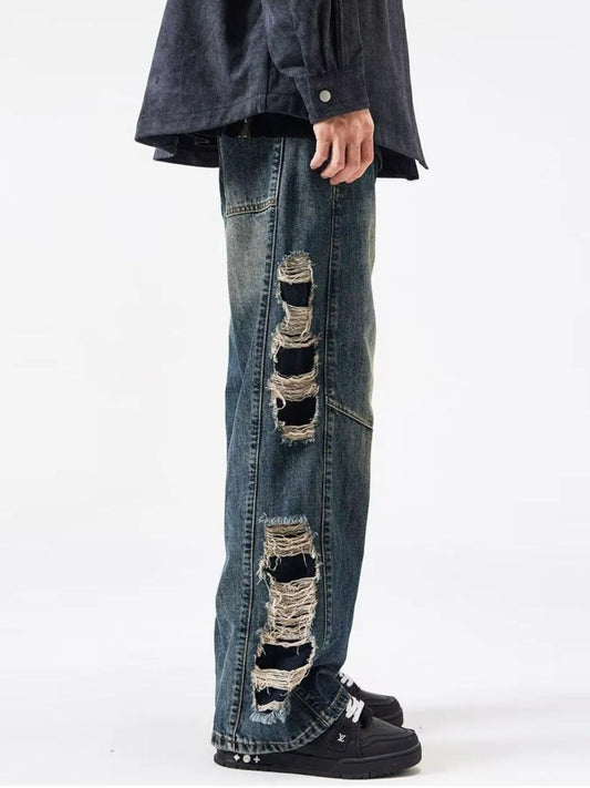 Men's Full Size Distressed Wide Leg Baggy Jeans Plus Size - Velora Luxury Fashion
