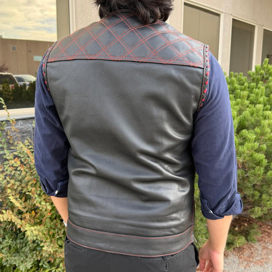 Men's Genuine Cow Leather Biker Club Vest - Velora Luxury Fashion