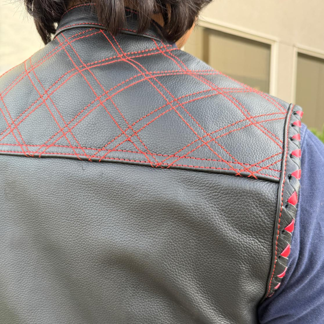 Men's Genuine Cow Leather Biker Club Vest - Velora Luxury Fashion
