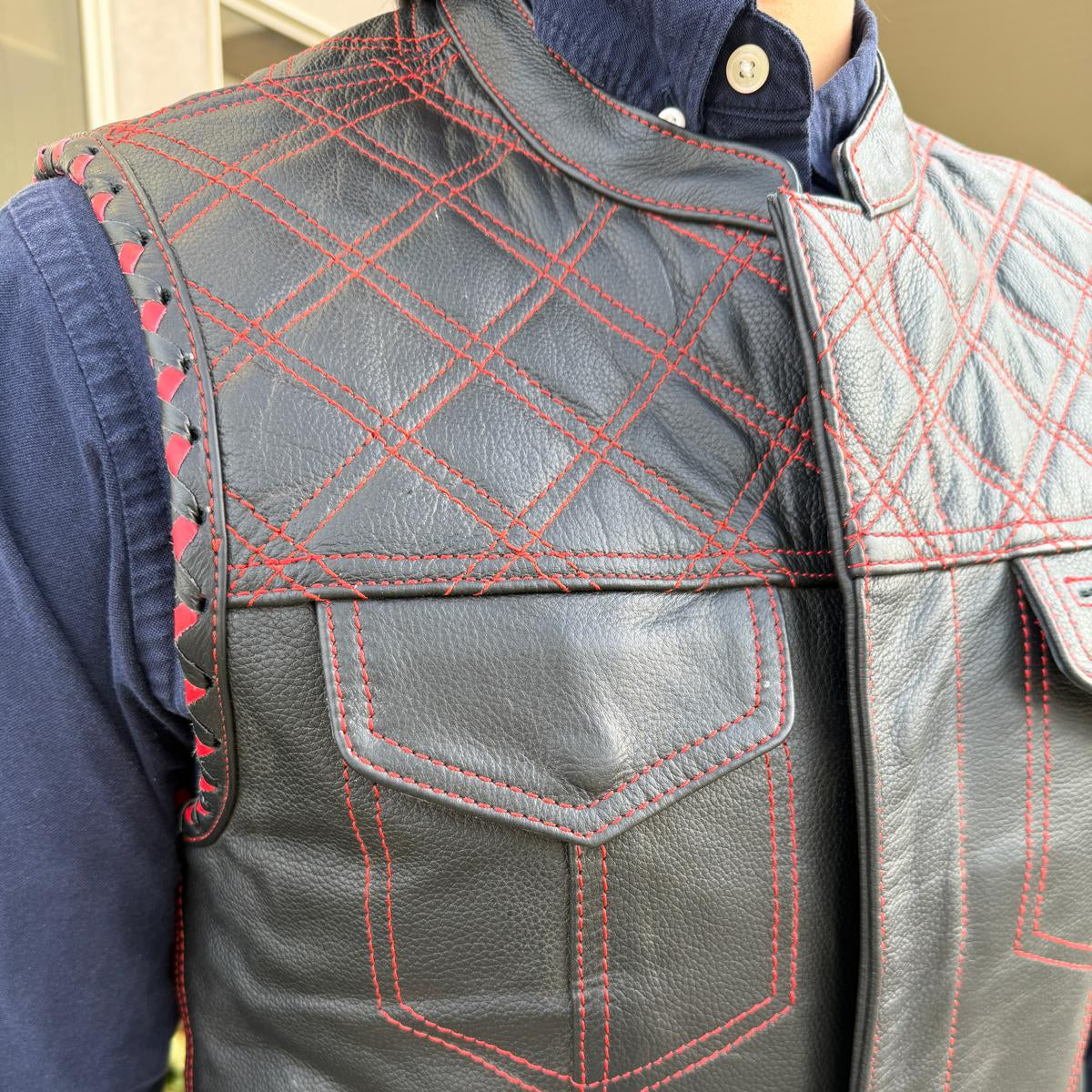 Men's Genuine Cow Leather Biker Club Vest - Velora Luxury Fashion