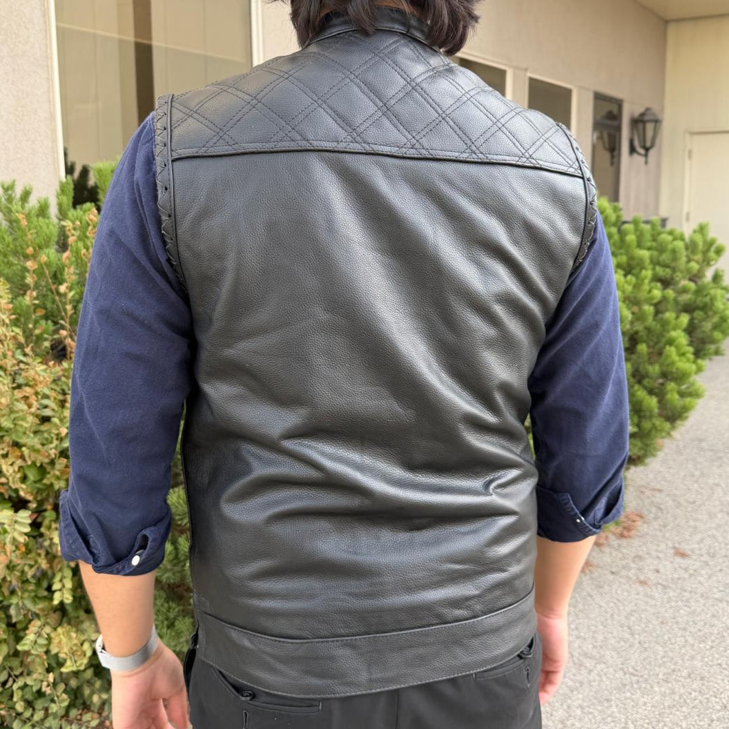 Men's Genuine Cow Leather Biker Club Vest - Velora Luxury Fashion