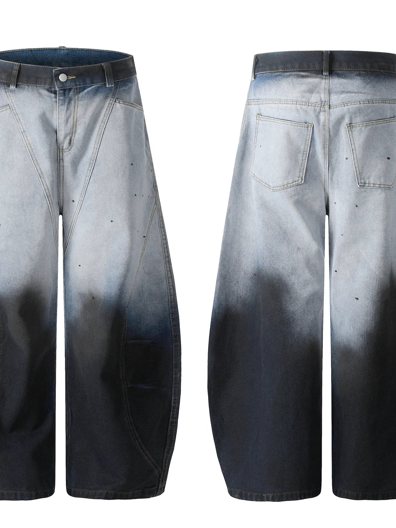 Men's Gradient Curved Jeans with Seam Detail - Velora Luxury Fashion