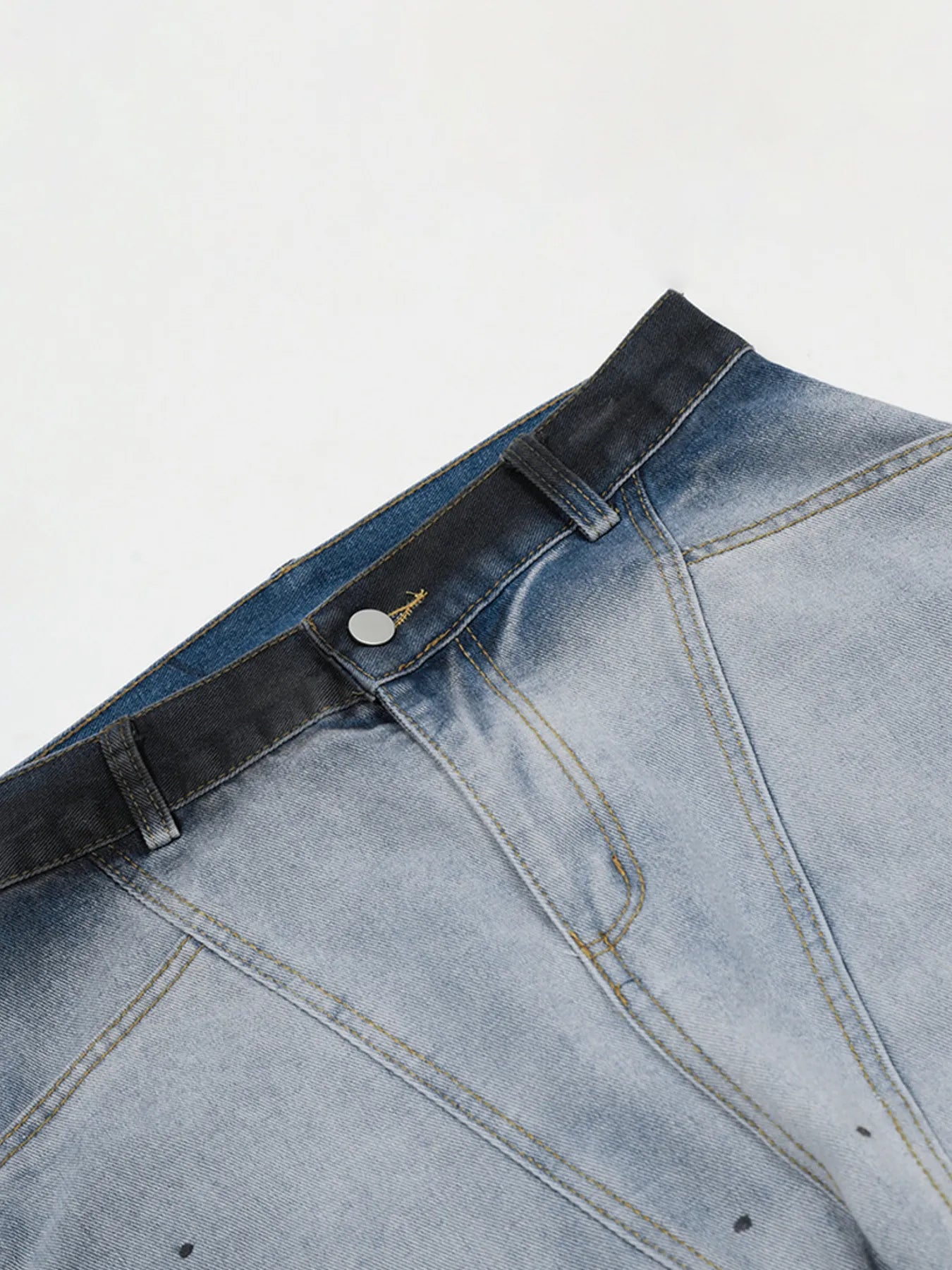 Men's Gradient Curved Jeans with Seam Detail - Velora Luxury Fashion