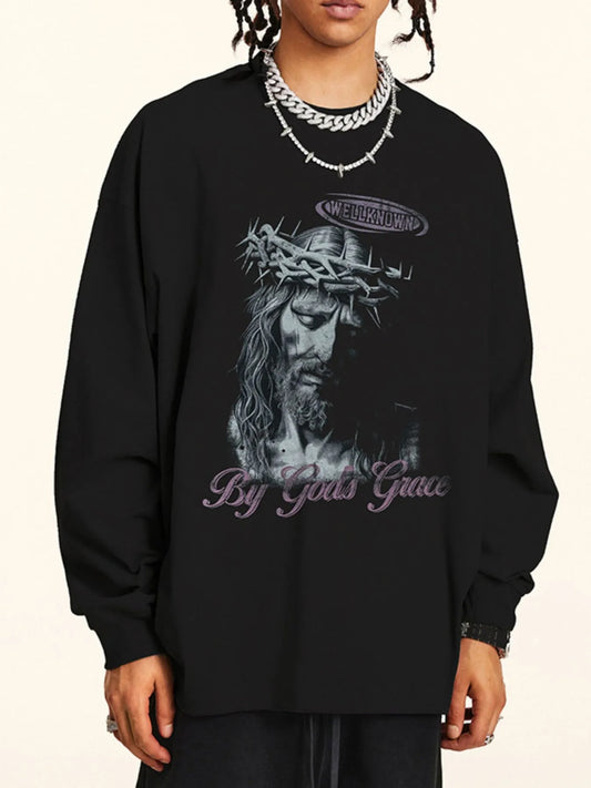 Men's Graphic Round Neck Long Sleeve T-Shirt - Velora Luxury Fashion