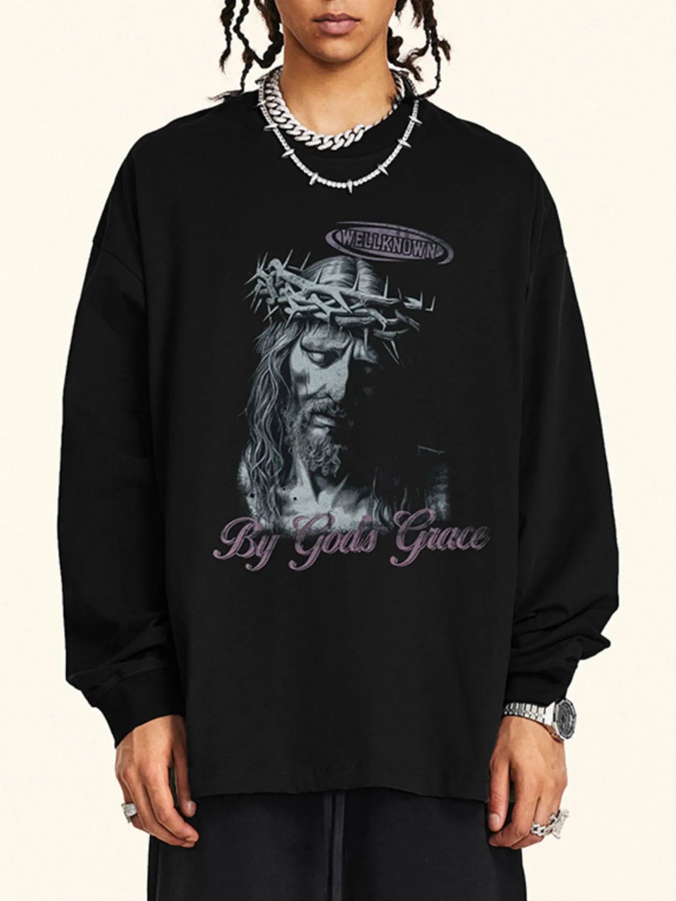 Men's Graphic Round Neck Long Sleeve T-Shirt - Velora Luxury Fashion