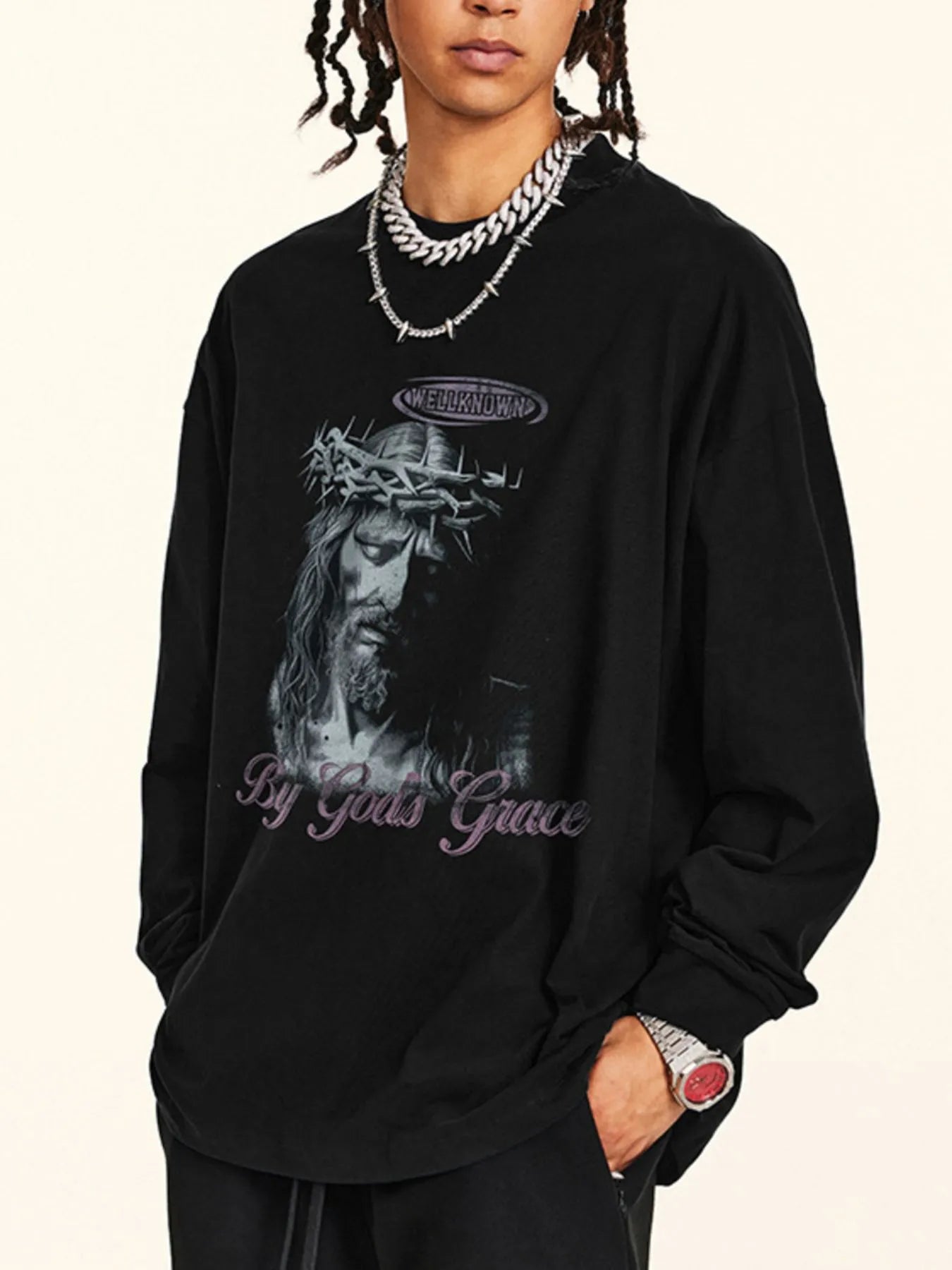 Men's Graphic Round Neck Long Sleeve T-Shirt - Velora Luxury Fashion