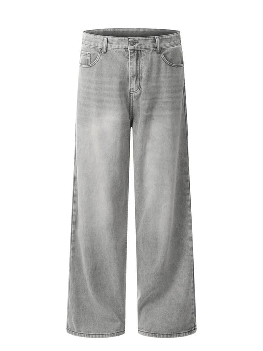 Men's High-Rise Wide Leg Washed Jeans - Velora Luxury Fashion