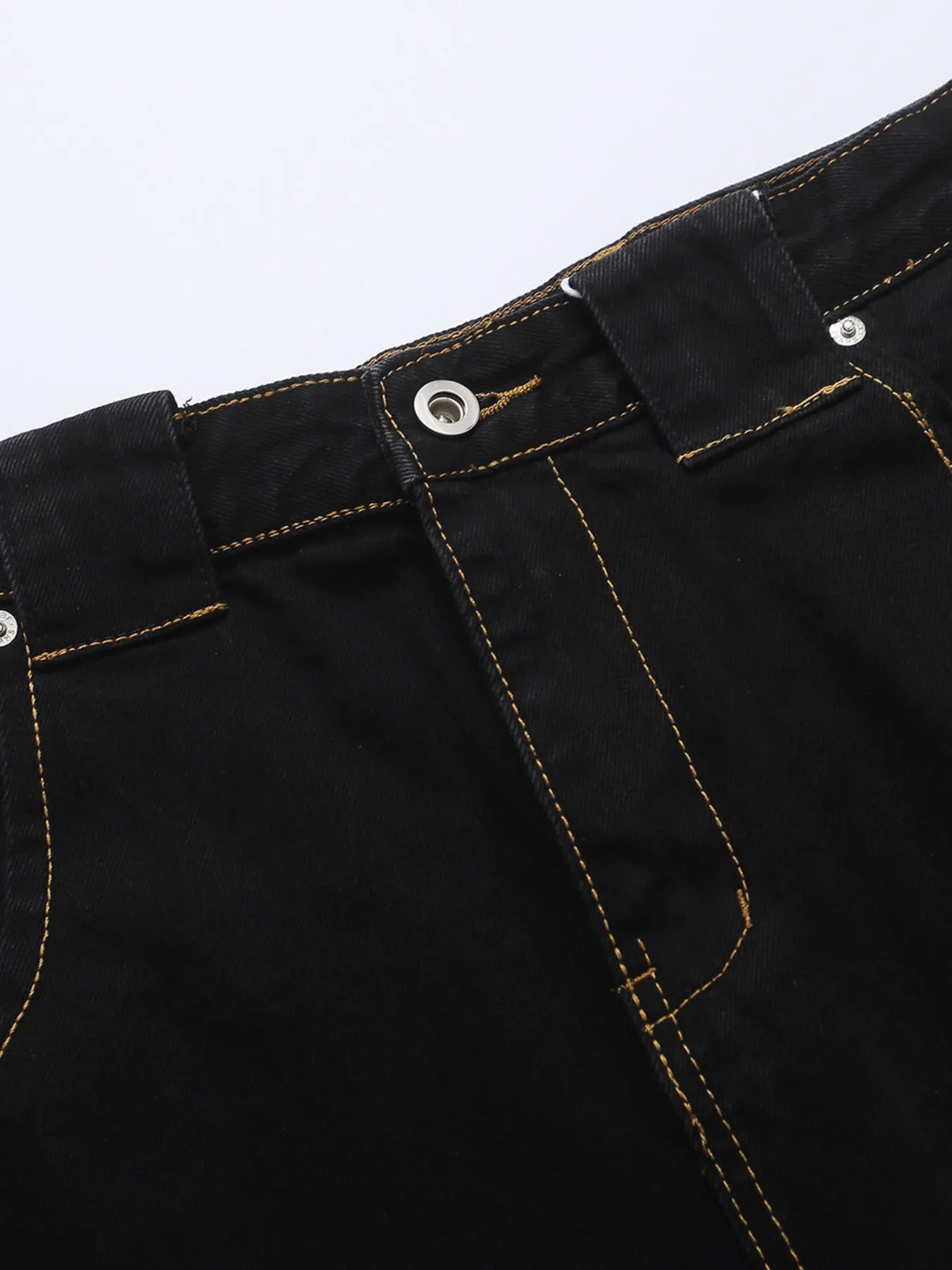 Men's High Waist Contrast Stitch Curved Jeans - Velora Luxury Fashion