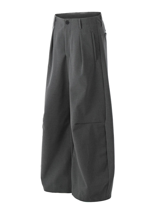 Men's High Waist Pleated Curved Pants - Velora Luxury Fashion