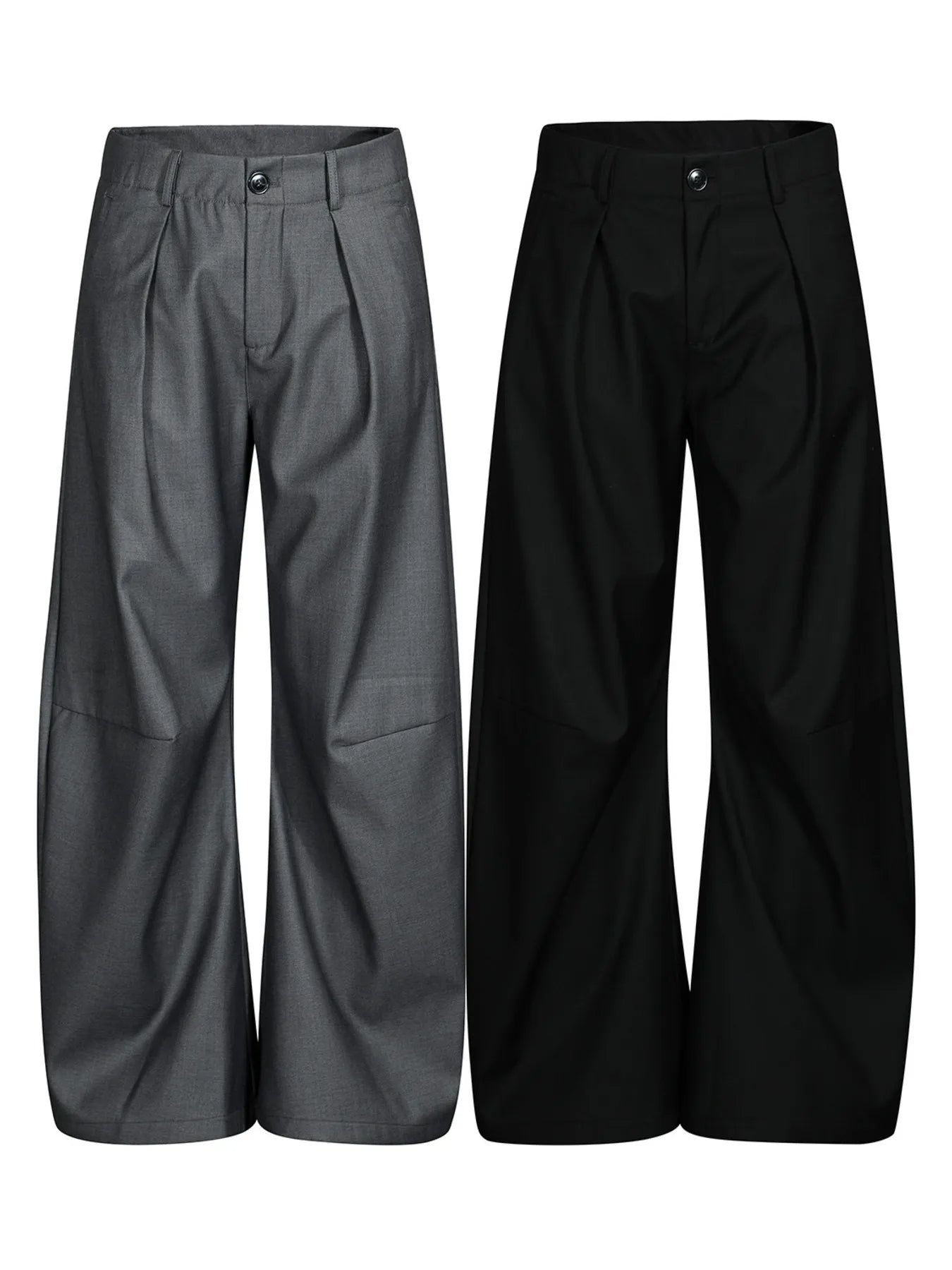 Men's High Waist Pleated Curved Pants - Velora Luxury Fashion