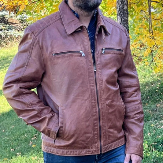 Men's Lamb Leather Four-Pocket Classic Jacket - Velora Luxury Fashion