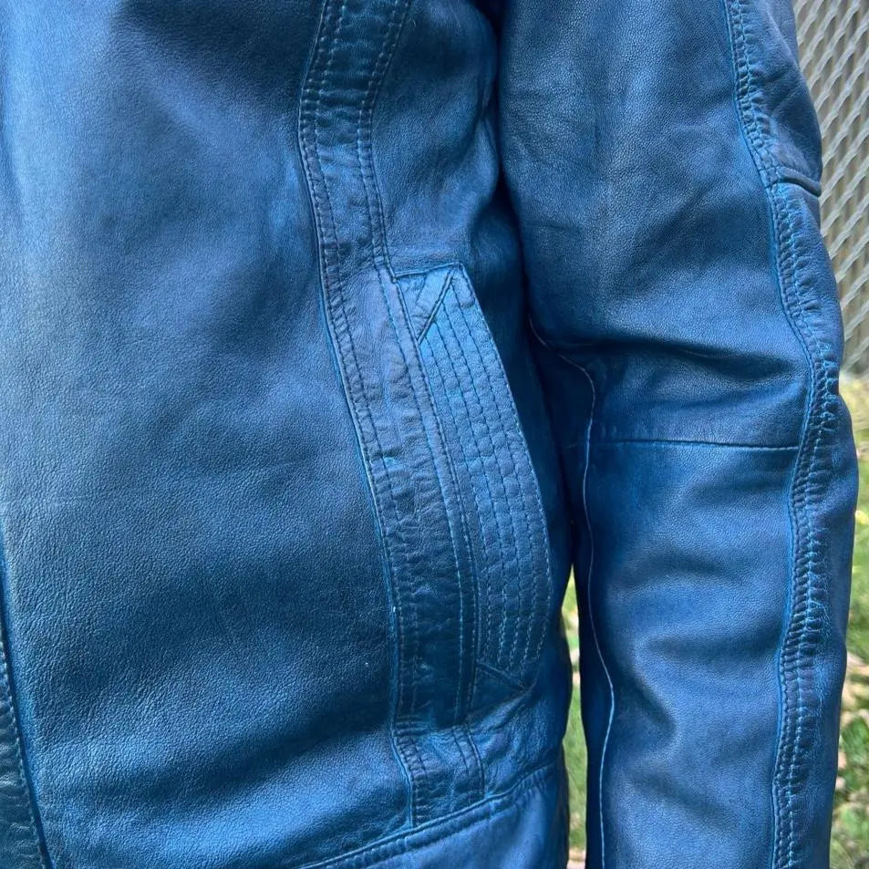 Men's Lamb Leather Jacket with Two Zipper Chest Pockets - Velora Luxury Fashion