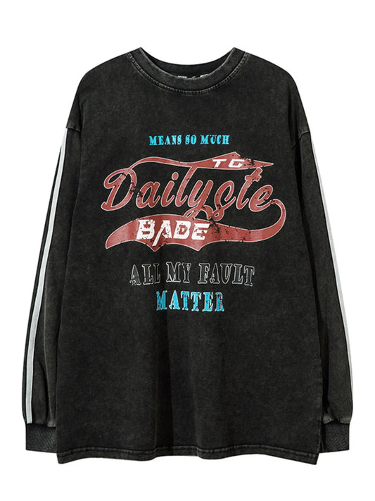 Men's Letter Graphic Long Sleeve T-Shirt - Velora Luxury Fashion