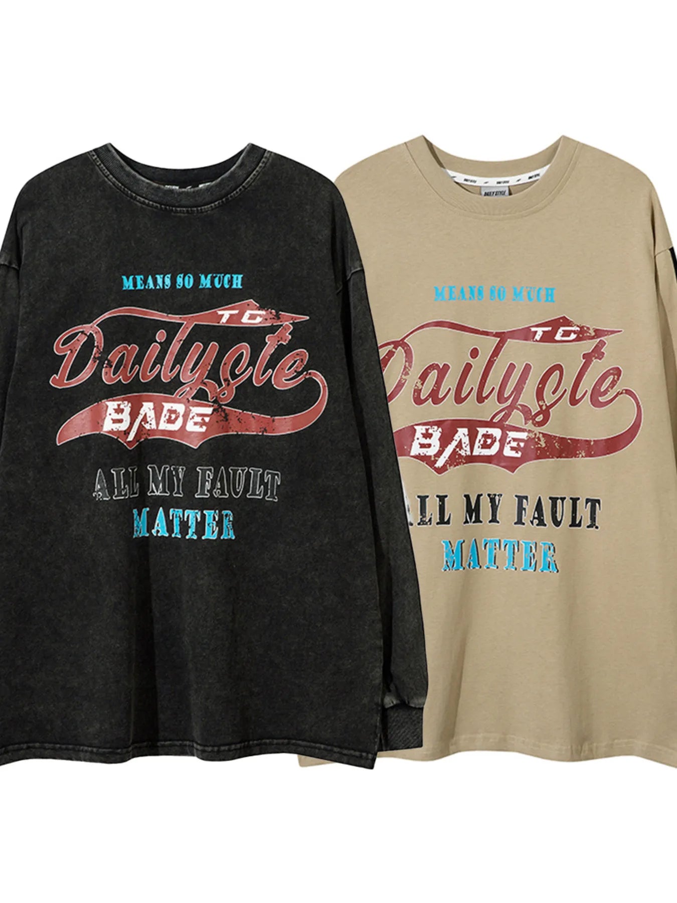 Men's Letter Graphic Long Sleeve T-Shirt - Velora Luxury Fashion