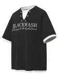 Men's Letter Graphic Round Neck Short Sleeve Contrast Trim T-Shirt - Velora Luxury Fashion