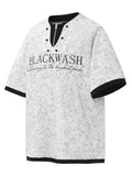 Men's Letter Graphic Round Neck Short Sleeve Contrast Trim T-Shirt - Velora Luxury Fashion