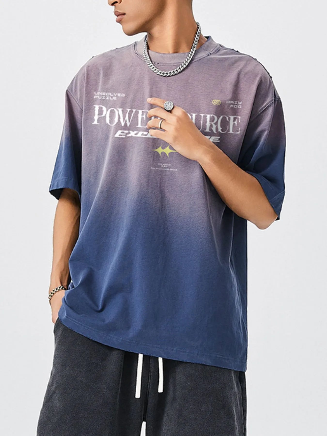 Men's Letter Graphic Round Neck Short Sleeve T-Shirt - Velora Luxury Fashion