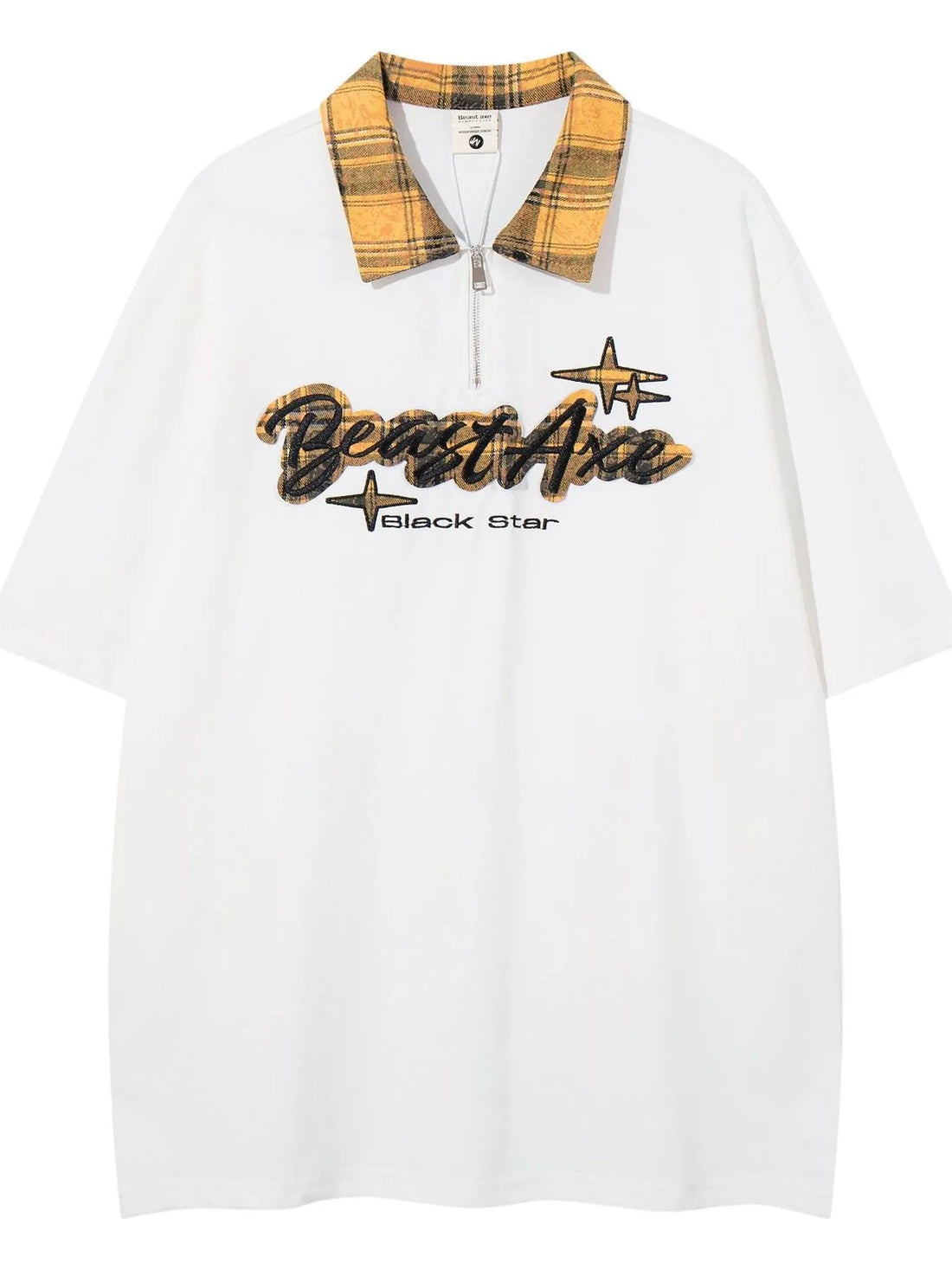 Men's Letter Plaid Collar Short Sleeve Polo - Velora Luxury Fashion